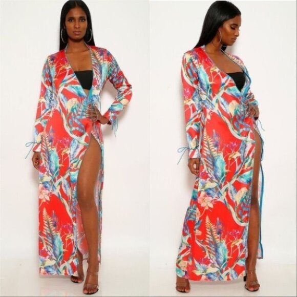 Kimono Duster Coverup Floral - JIAO - Picture 2 of 4